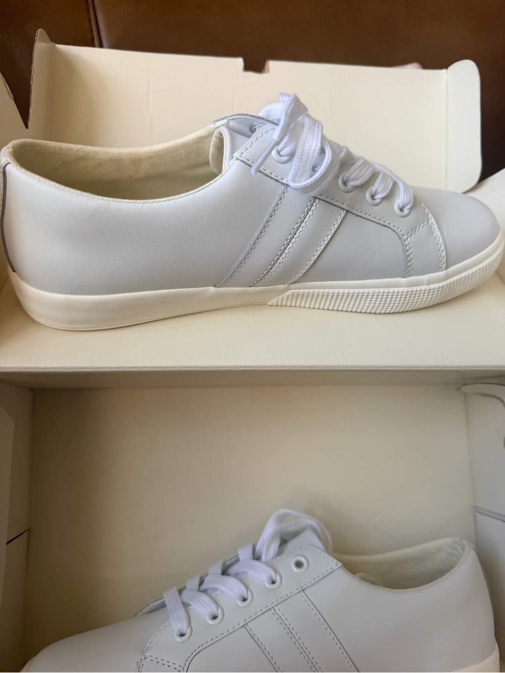 Ralph Lauren White Low-Top Lace-Up Sneakers - Picture 3 of 7